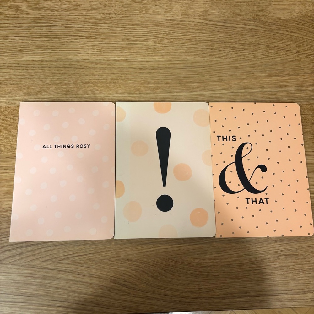 NWT Anthropologie set of 3 pink unlined notebooks. 5.75” x 8.25”